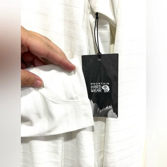 Mountain Hardwear Women's Large Mighty Stripe Long Sleeve Top Cream NWT T-Shirt - Picture 5 of 9